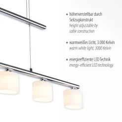 Paul Neuhaus LED-riippuvalaisin Hydra, teräksenvärinen, lasi, 80cm