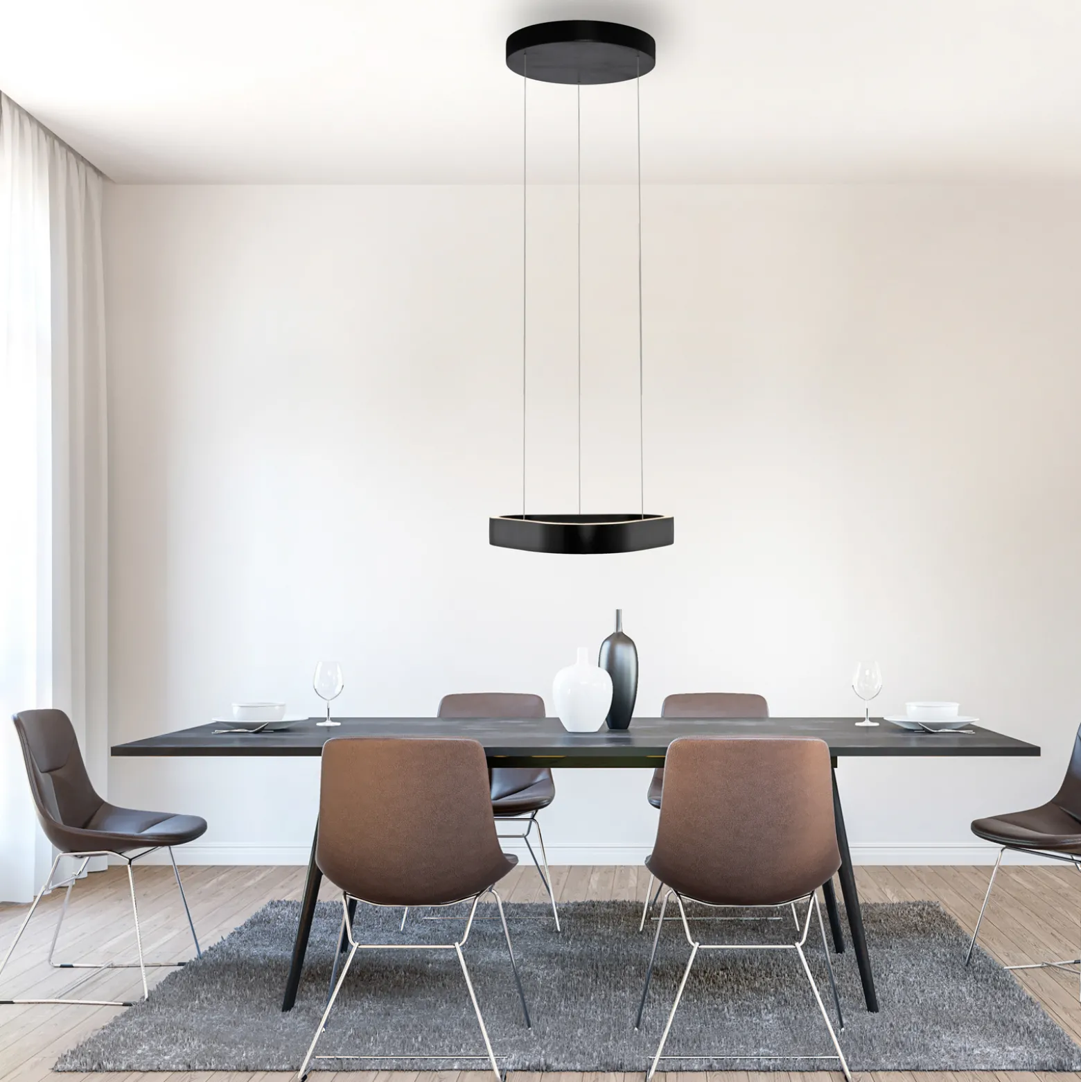 Paul Neuhaus LED-riippuvalaisin Q-Stretto, musta, 40,8 cm