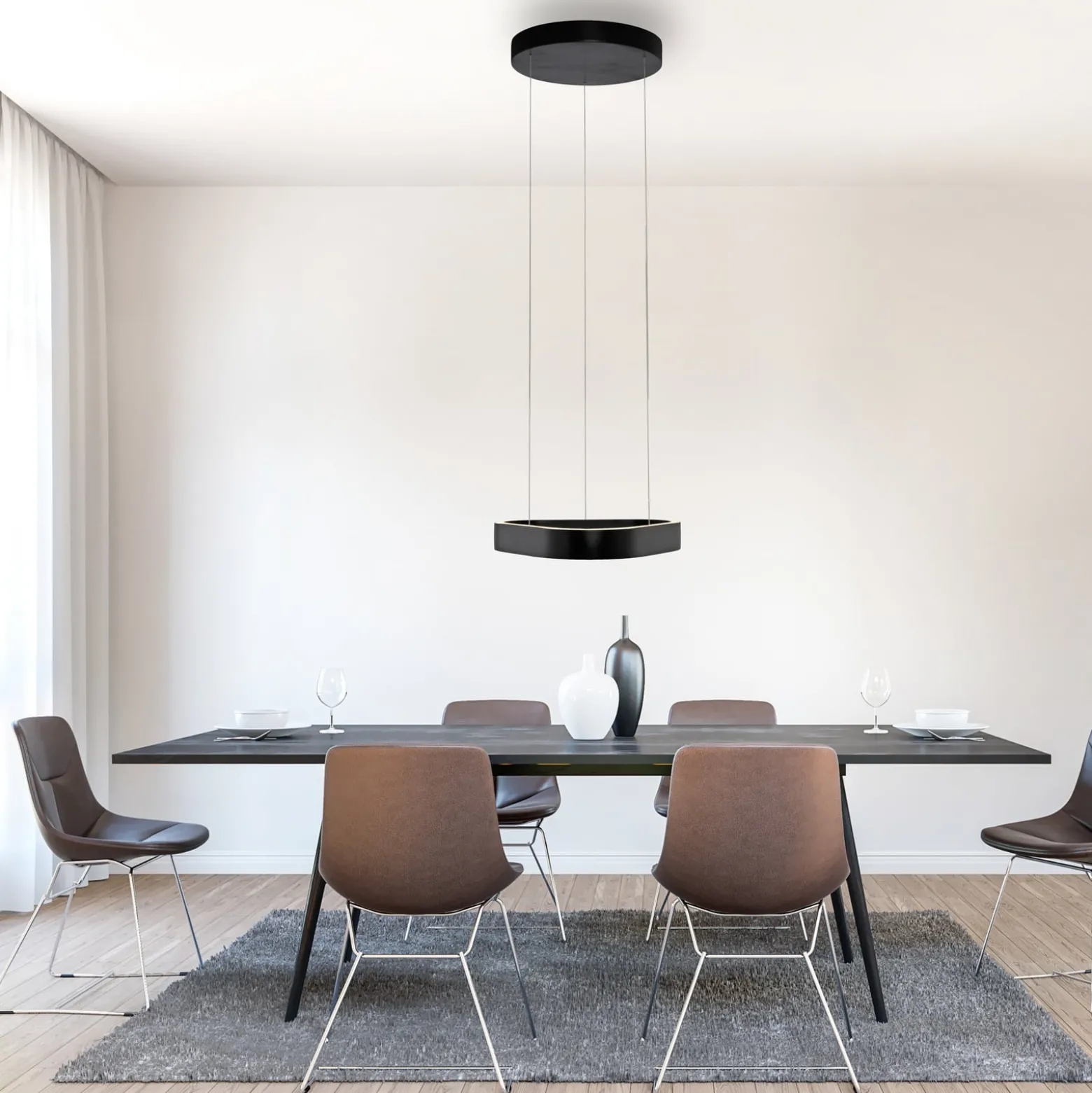 Paul Neuhaus LED-riippuvalaisin Q-Stretto, musta, 40,8 cm