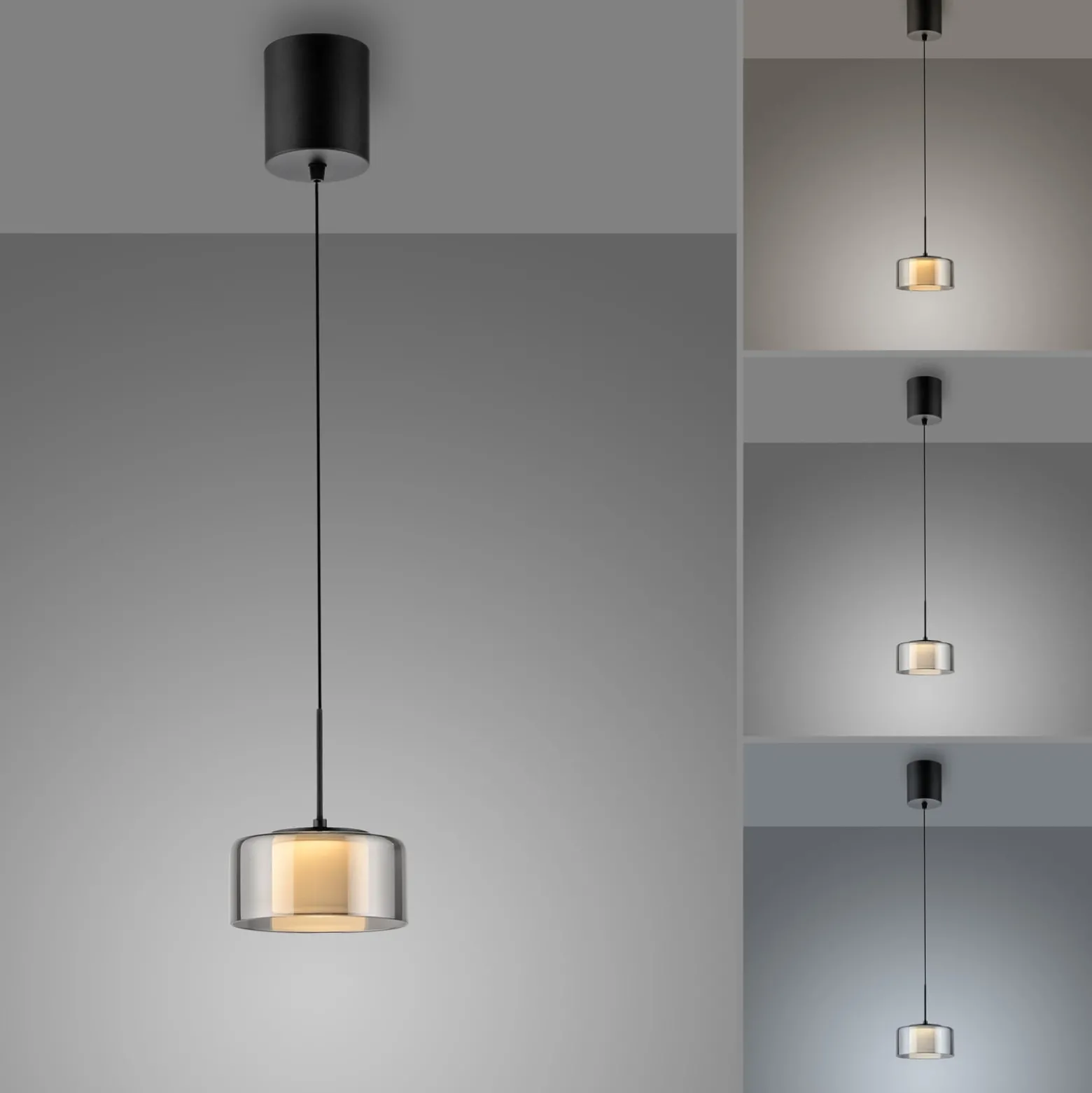 Paul Neuhaus LED-riippuvalaisin Rika, Ø 15 cm, lasia, himmennettävä
