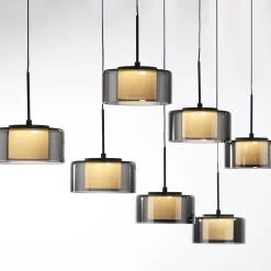 Paul Neuhaus LED-riippuvalaisin Rika, 135 cm, lasi, himmennettävä
