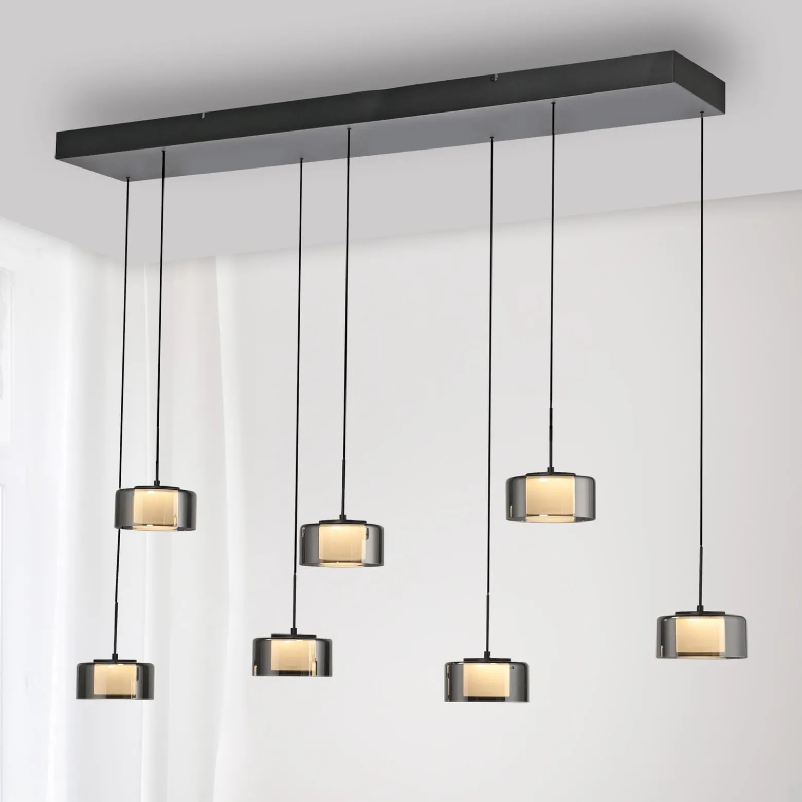 Paul Neuhaus LED-riippuvalaisin Rika, 135 cm, lasi, himmennettävä