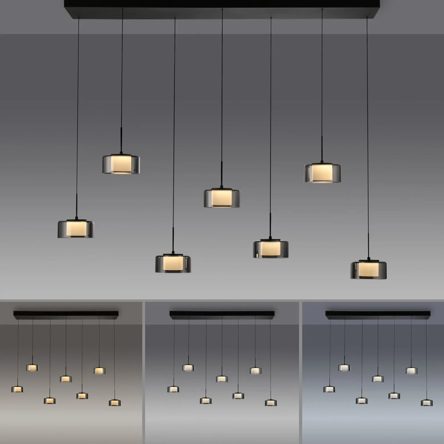 Paul Neuhaus LED-riippuvalaisin Rika, 135 cm, lasi, himmennettävä