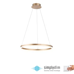 Paul Neuhaus LED-riippuvalaisin Titus, Ø 60 cm, messinki, himmennettävä