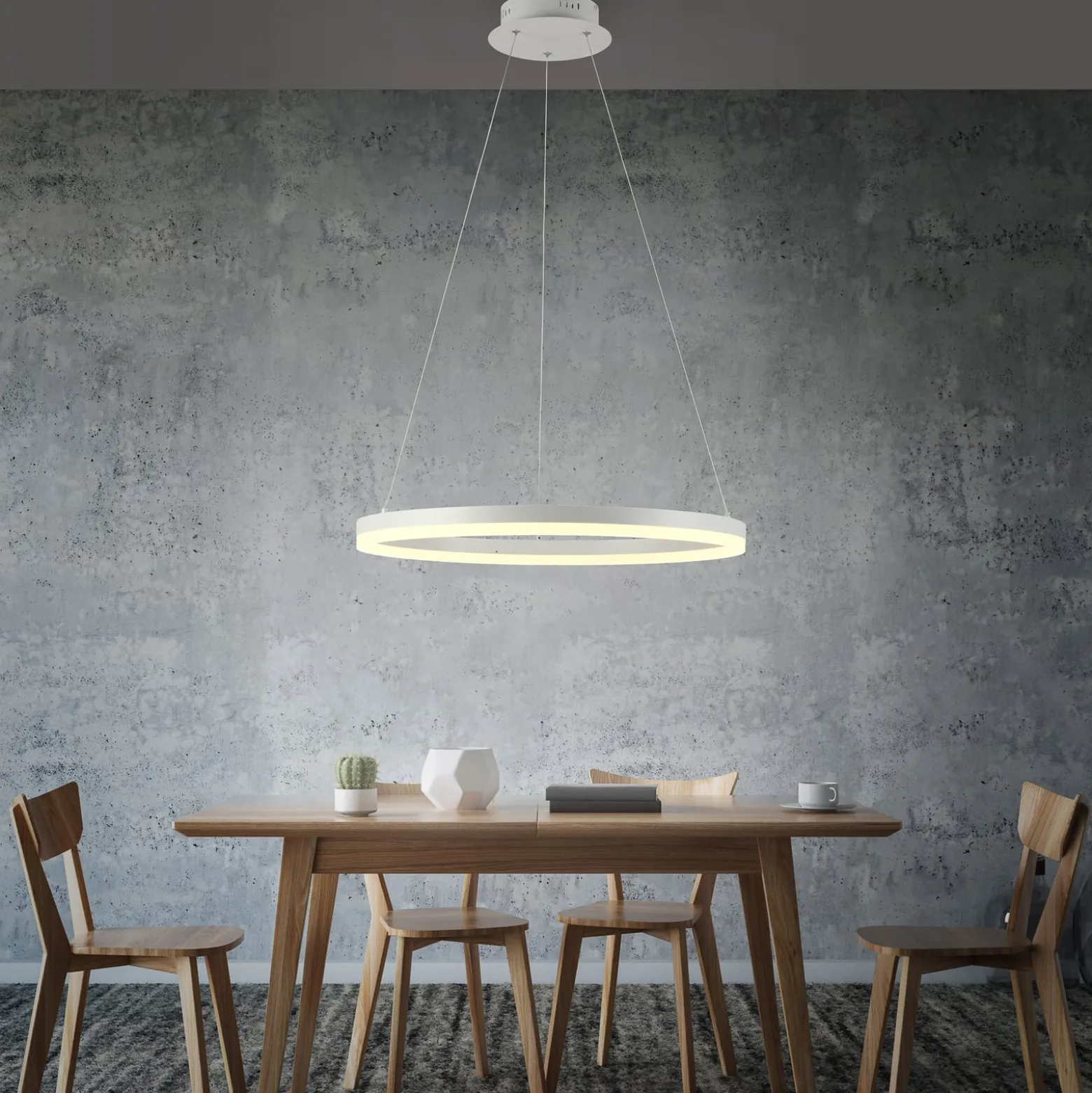 Paul Neuhaus LED-riippuvalaisin Titus, Ø 60 cm, valkoinen, himmennettävä