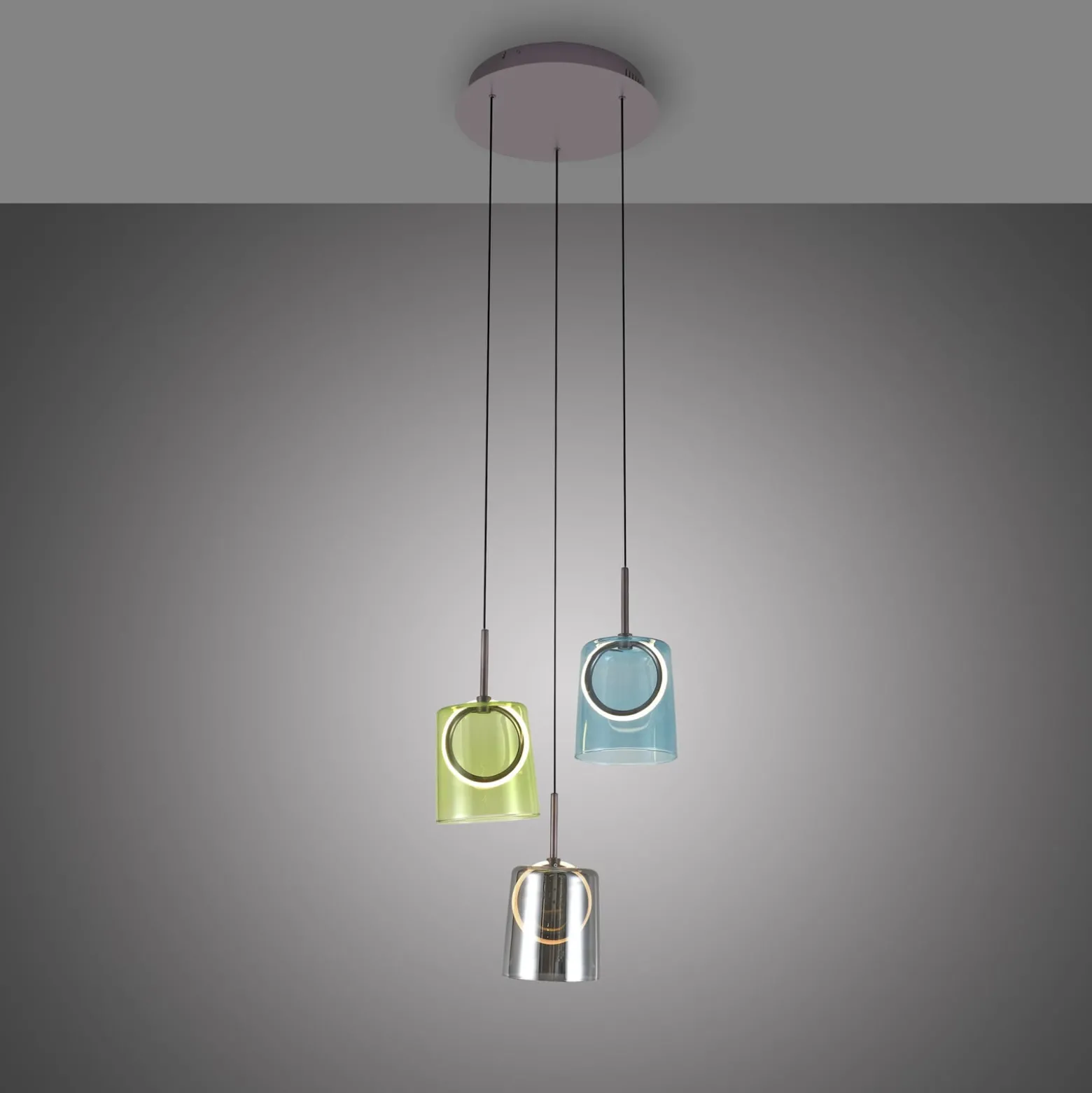 Paul Neuhaus LED-riippuvalaisin Zula, Ø 40 cm, värikäs, 3-valo.