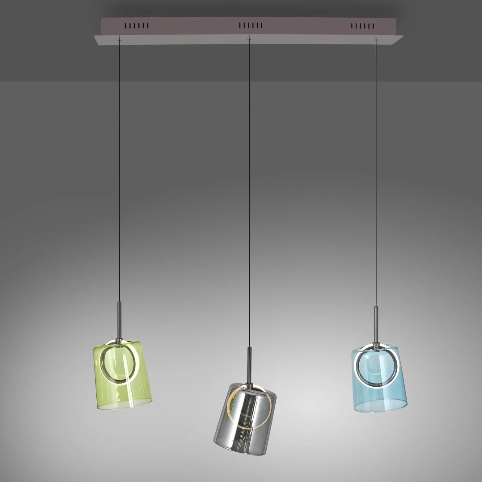 Paul Neuhaus LED-riippuvalaisin Zula, pituus 87 cm, värikäs, 3-valo.