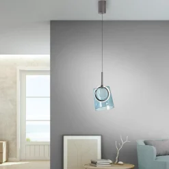 Paul Neuhaus LED-riippuvalaisin Zula, sininen, Ø 15 cm, lasi