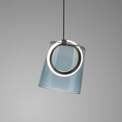 Paul Neuhaus LED-riippuvalaisin Zula, sininen, Ø 15 cm, lasi