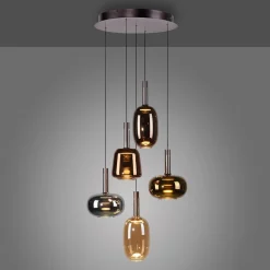 Paul Neuhaus LED-ripustusvalaisin Irides, Ø 55 cm, värillinen, lasi