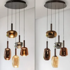 Paul Neuhaus LED-ripustusvalaisin Irides, Ø 55 cm, värillinen, lasi