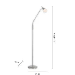 Paul Neuhaus Pino lattiavalaisin, hopea, 163 cm, himmennettävä, G9