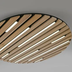 Paul Neuhaus Smart LED-kattovalaisin Q-Acoustic, puu Ø 60 cm
