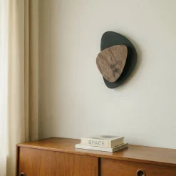 Pedra-LED-seinävalaisin, musta/wenge, teräs, puu, 3 000 K