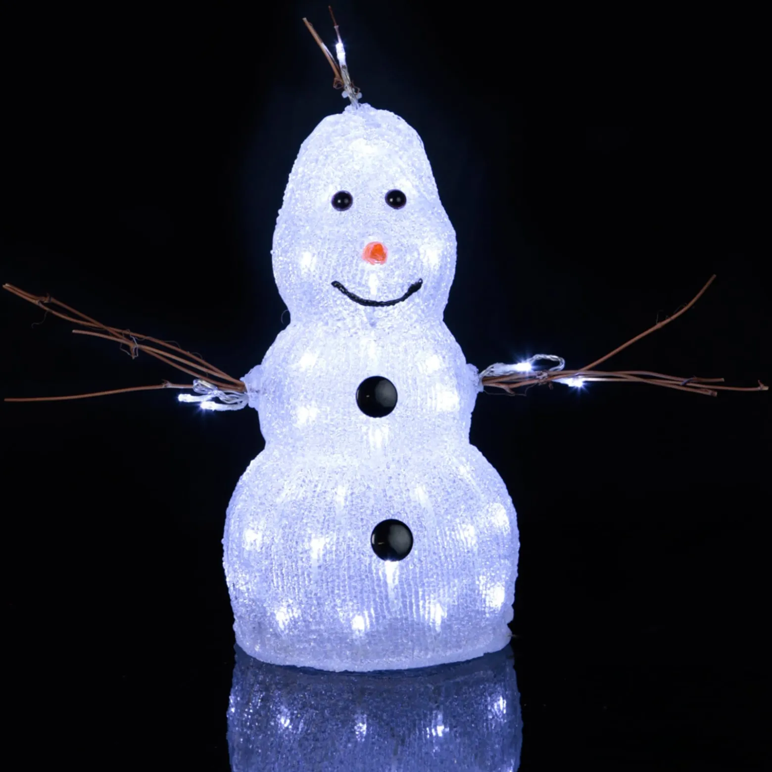 Pieni LED-luku Crystal Snowman ulkotiloihin