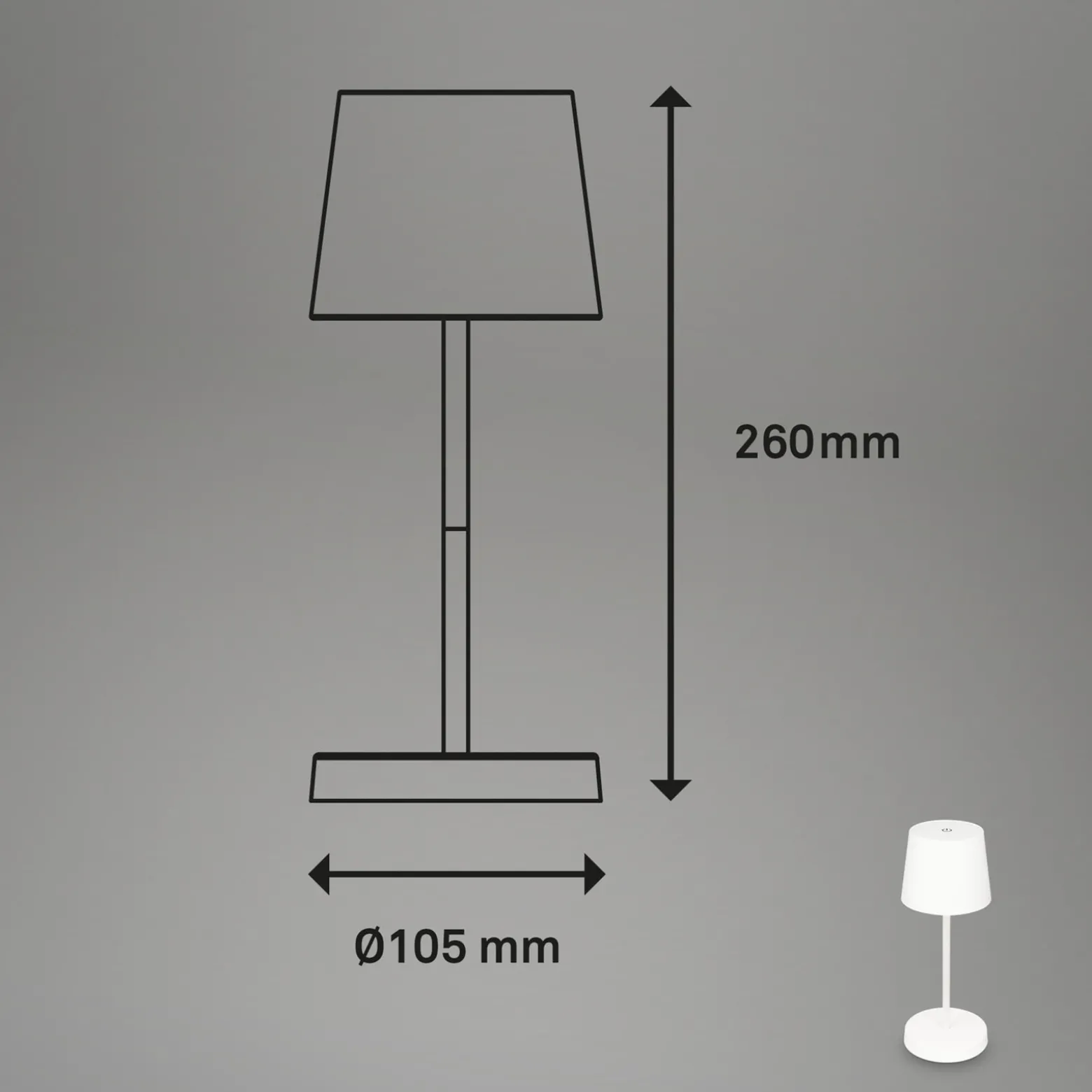 Piha LED-pöytävalaisin ladattavalla paristolla, valkoinen