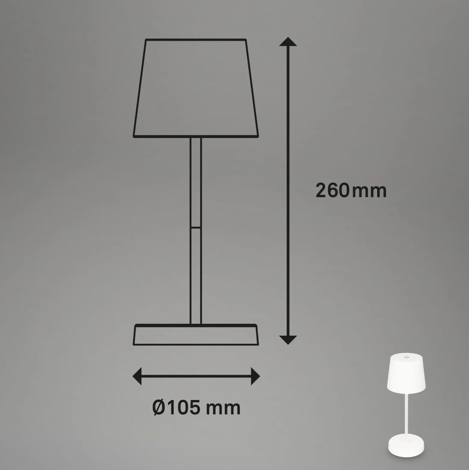 Piha LED-pöytävalaisin ladattavalla paristolla, valkoinen