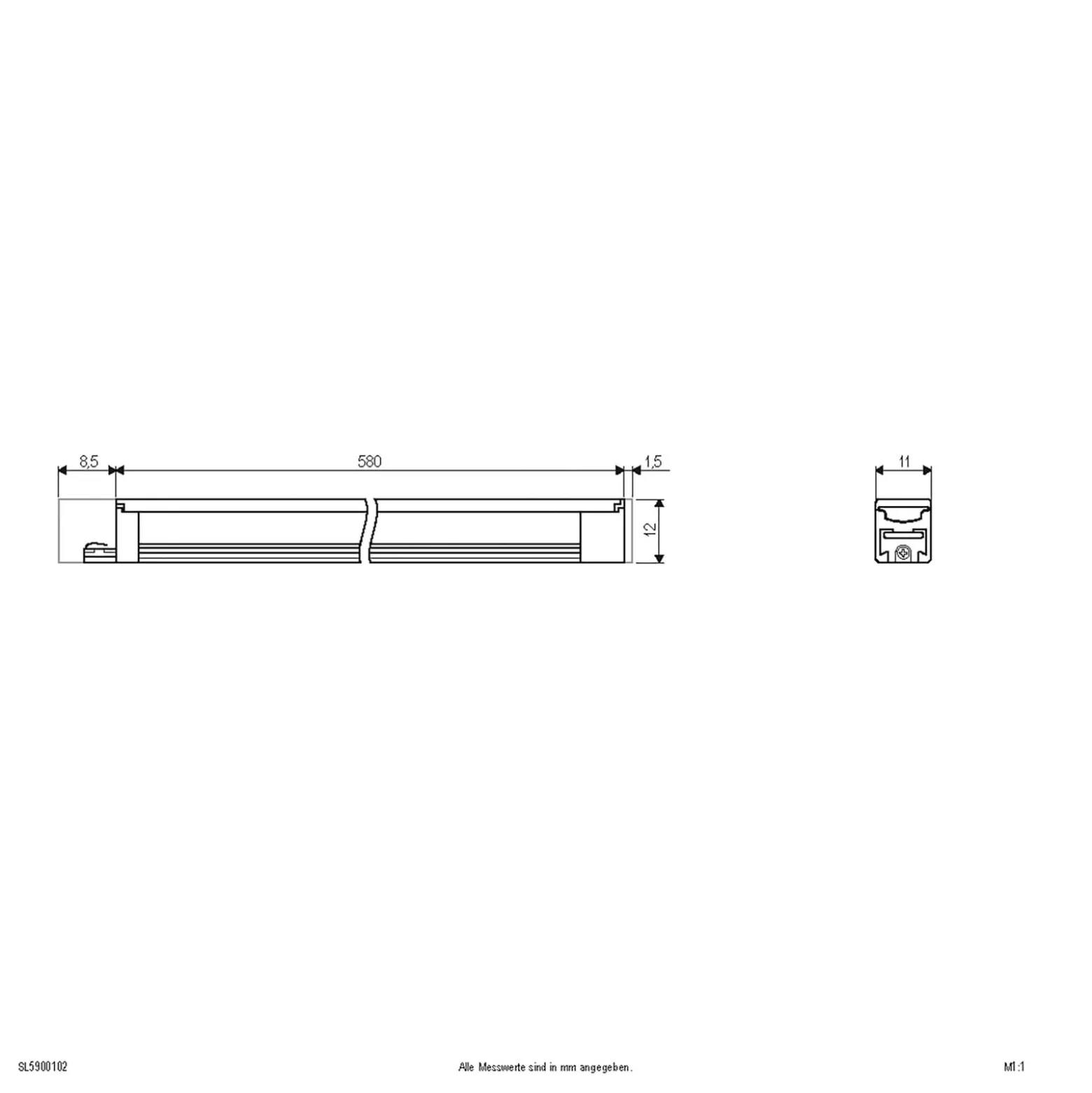 Pinta-asennettava LED-valaisin Bordo, pituus 59 cm