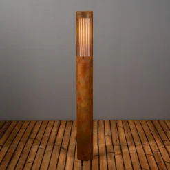 Pistoia-pylväsvalaisin, ruosteenvärinen, korkeus 95 cm, metalli, IP54