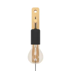 Pockley seinävalaisin, ulkonema 16 cm, musta/puu, puu, puu
