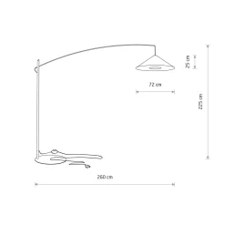 Poise-kaarivalaisin, musta, teräs, tekstiili, ulkonema 260 cm