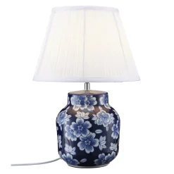 PR Home pöytävalaisin Fanny, sininen/valkoinen, keraaminen, 47 cm, E27