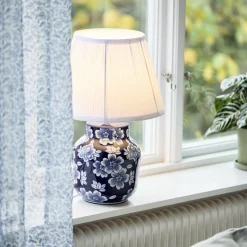 PR Home pöytävalaisin Fanny, sininen/valkoinen, keraaminen, 47 cm, E27