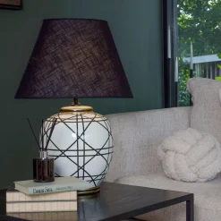 PR Home pöytävalaisin New York, musta, korkeus 63 cm, keraaminen