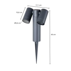 PRIOSin maapiikkikohdevalo Tulimar, 2-lamppuinen, antrasiitti, IP65