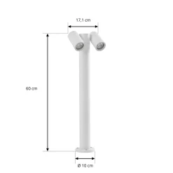 PRIOSin Tulimar-pylväsvalaisin, 2-lamppuinen, 60 cm, valkoinen, IP65