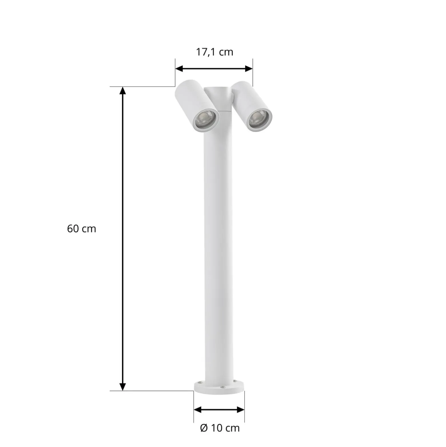 PRIOSin Tulimar-pylväsvalaisin, 2-lamppuinen, 60 cm, valkoinen, IP65