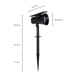 Prios LED-aurinkokeiluvalaisin Birko, korkeus 56 cm, musta, maapiikki