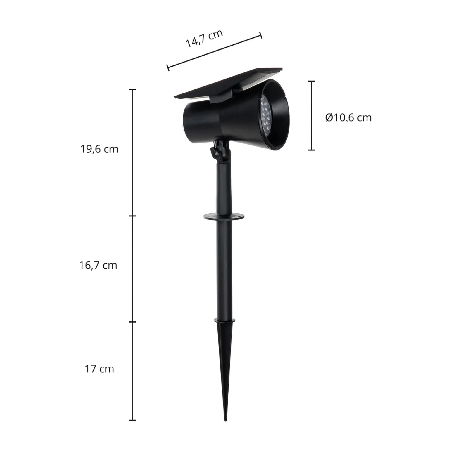 Prios LED-aurinkokeiluvalaisin Birko, korkeus 56 cm, musta, maapiikki