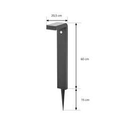Prios LED-aurinkokäyttöinen pylväsvalaisin Aurino, musta, 75 cm, anturi