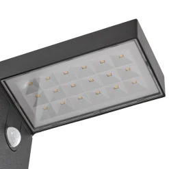 Prios LED-aurinkokäyttöinen seinävalaisin Aurino, musta, anturi, IP44