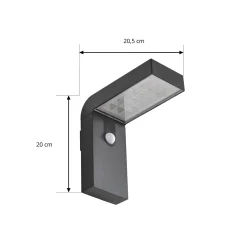 Prios LED-aurinkokäyttöinen seinävalaisin Aurino, musta, anturi, IP44