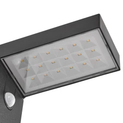 Prios LED-aurinkokäyttöinen seinävalaisin Aurino, musta, anturi, IP44