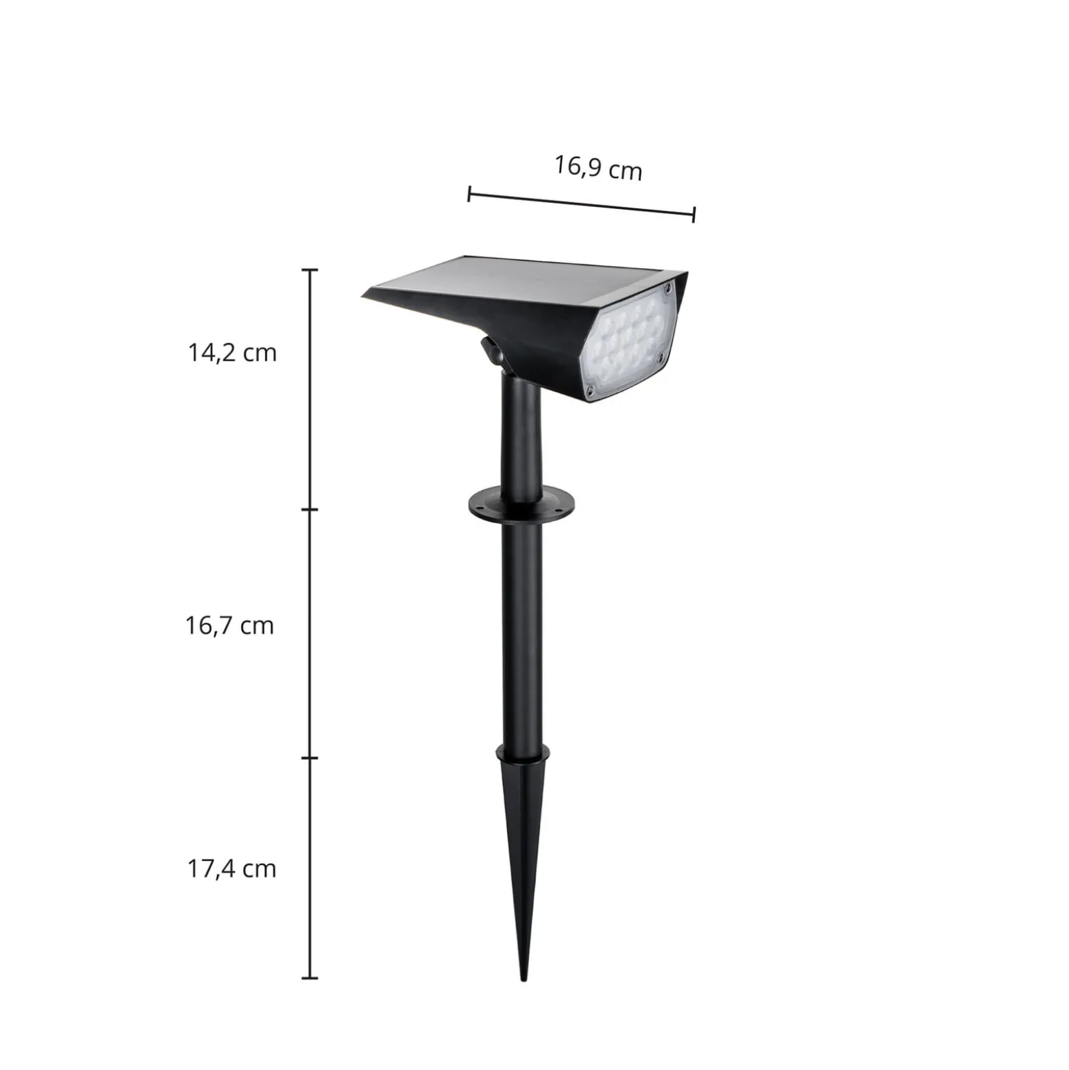 Prios LED-aurinkopistevalaisin Helier, 49 cm, musta, maapiikki