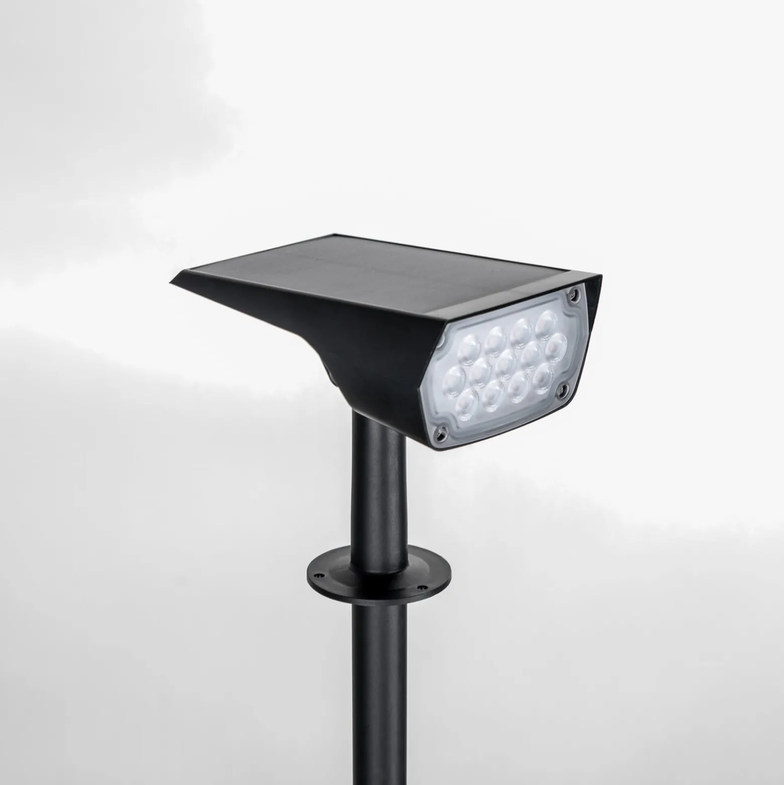 Prios LED-aurinkopistevalaisin Helier, 49 cm, musta, maapiikki
