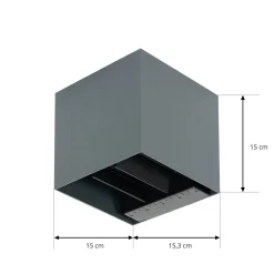 Prios LED-aurinkoseinävalaisin Lius, korkeus 15 cm, liiketunnistin