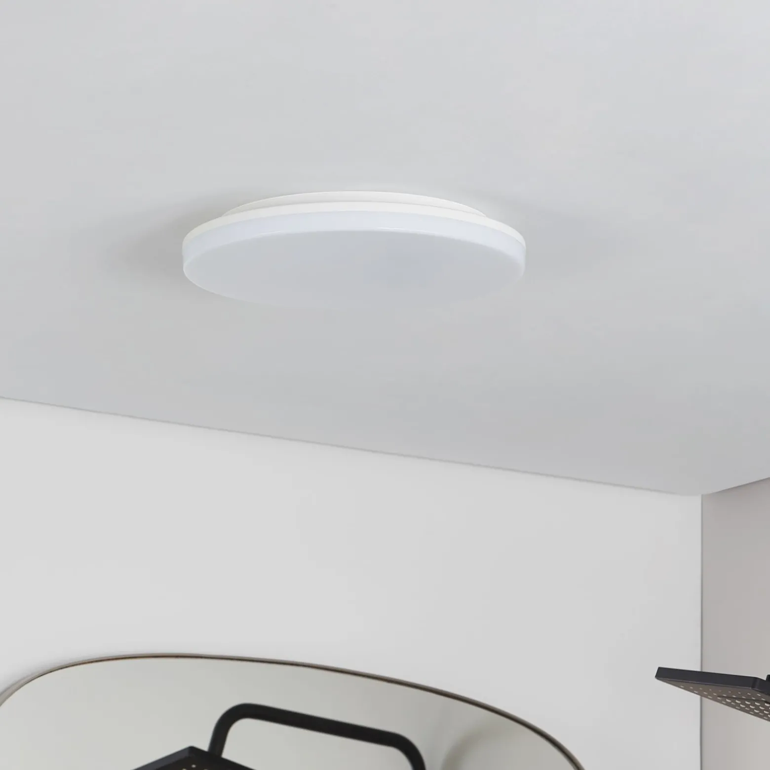 Prios LED-kattovalaisin Artin, Ø 33 cm, valkoinen, CCT, IP65