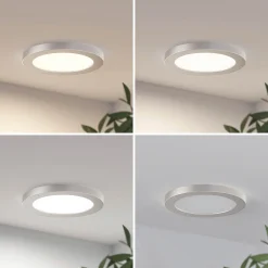 Prios LED-kattovalaisin Aureka, Ø 23 cm, hopea, metallia