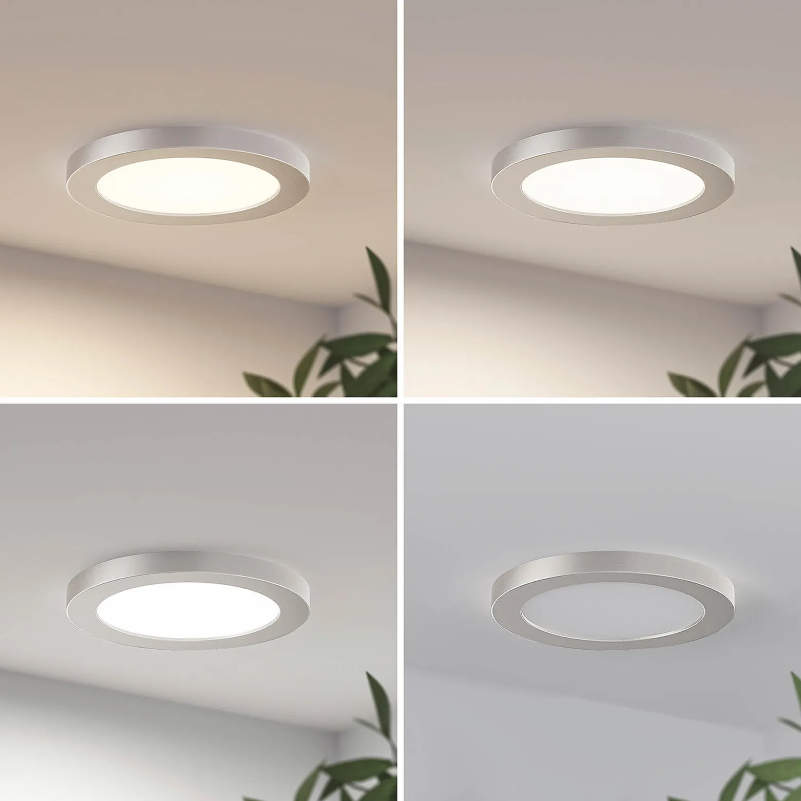 Prios LED-kattovalaisin Aureka, Ø 23 cm, hopea, metallia