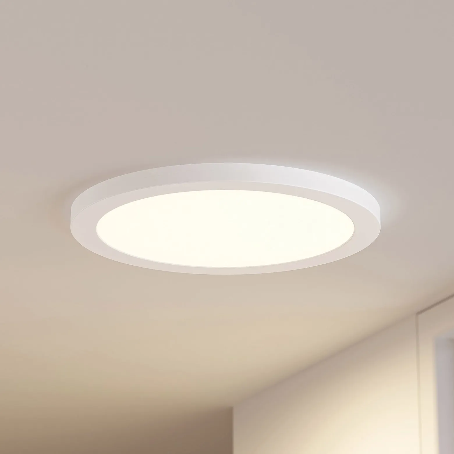 Prios LED-kattovalaisin Aureka, liiketunnistin, Ø 33 cm, valkoinen