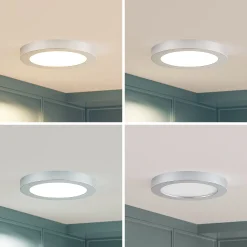 Prios LED-kattovalaisin Edwina, hopea, 23 cm, CCT, IP44