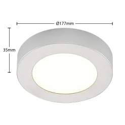Prios LED-kattovalaisin Edwina, hopea, 18 cm, CCT, IP44