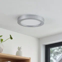 Prios LED-kattovalaisin Edwina, hopea, 25 cm, CCT, IP44