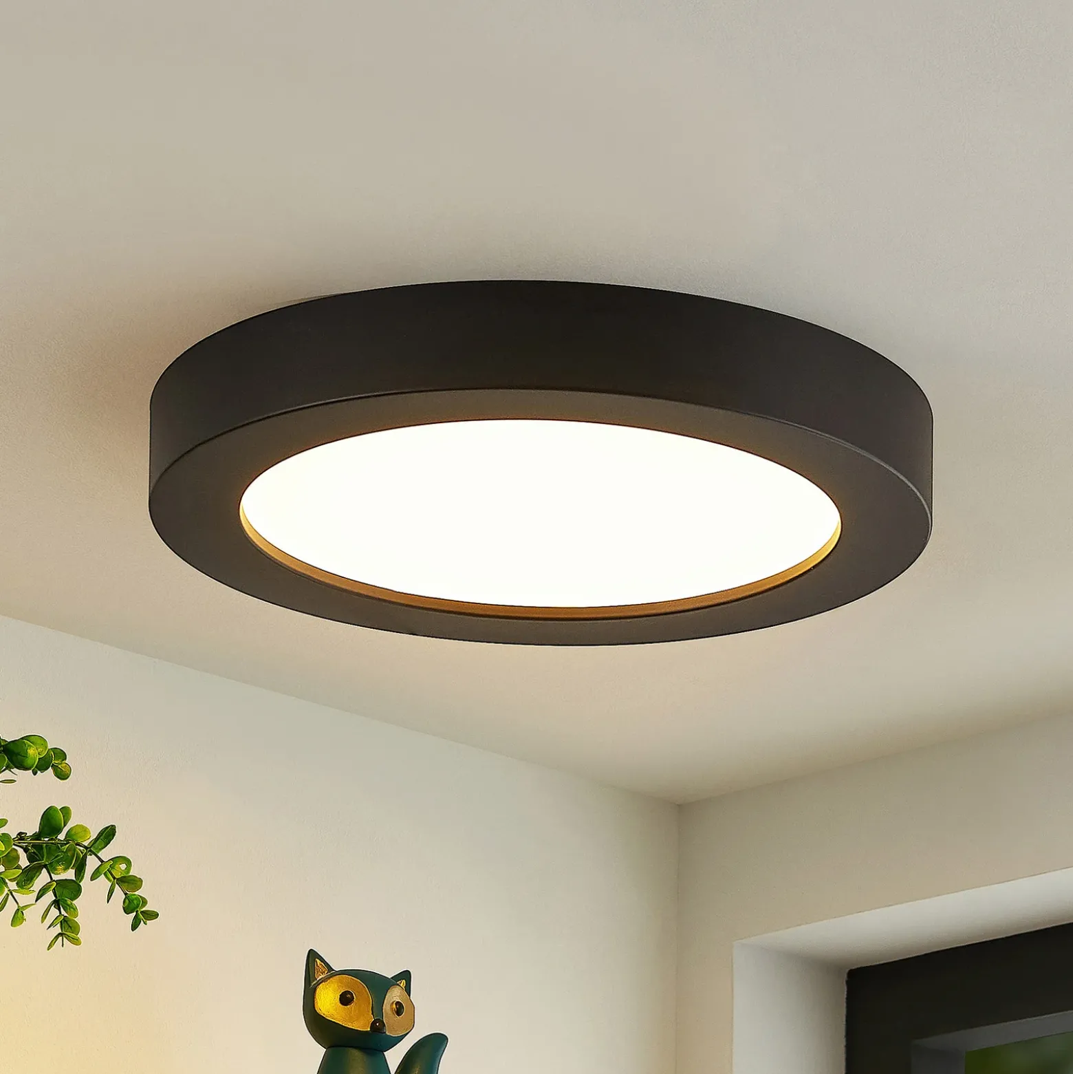 Prios LED-kattovalaisin Edwina, musta, 23 cm, CCT, IP44