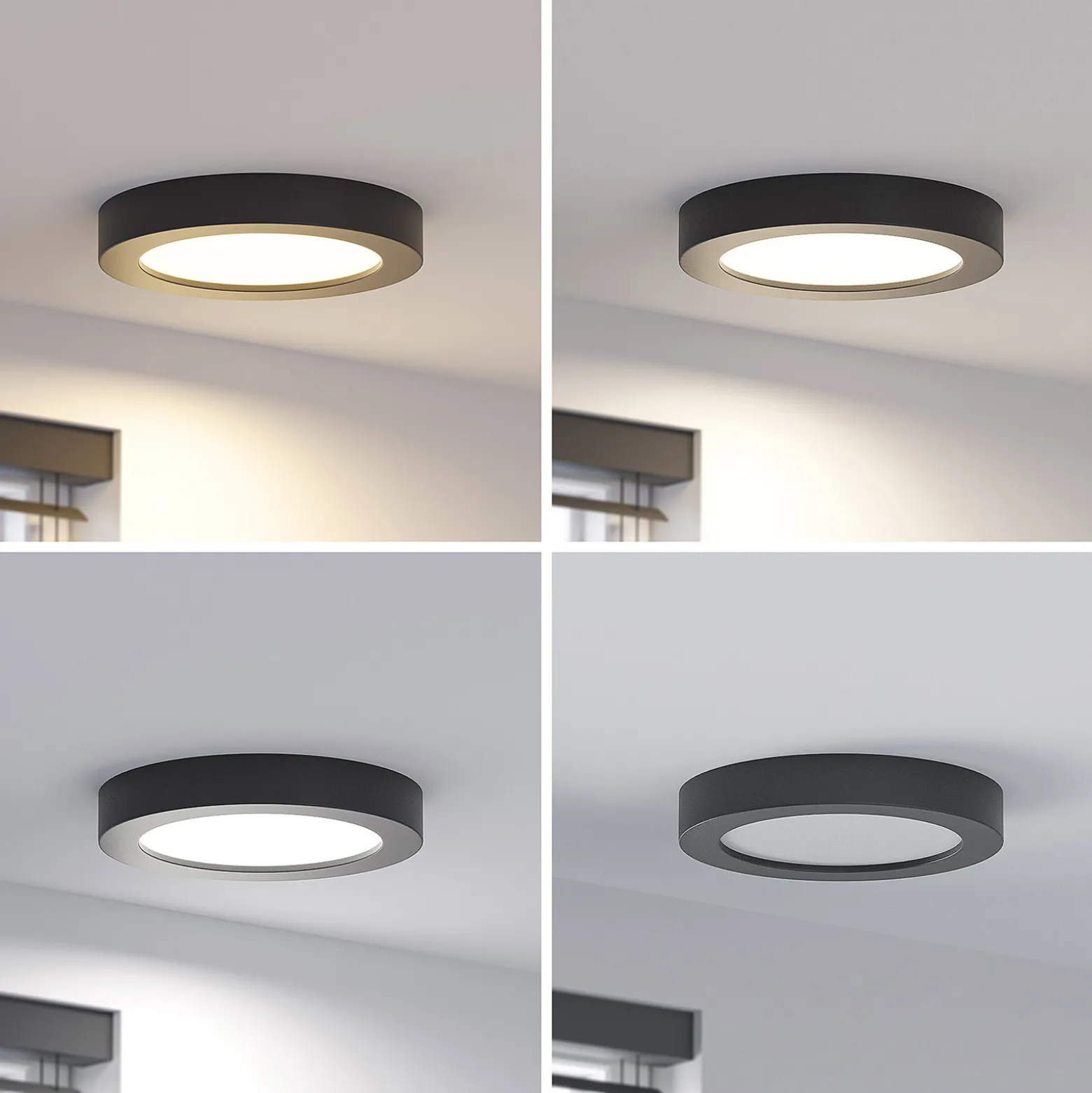 Prios LED-kattovalaisin Edwina, musta, 23 cm, CCT, IP44