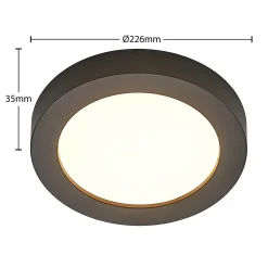 Prios LED-kattovalaisin Edwina, musta, 23 cm, CCT, IP44